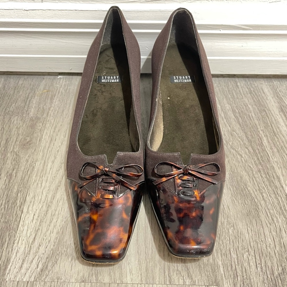 Pre-loved! STUART WEITZMAN Brown Low Heel Square Toe Shoes!